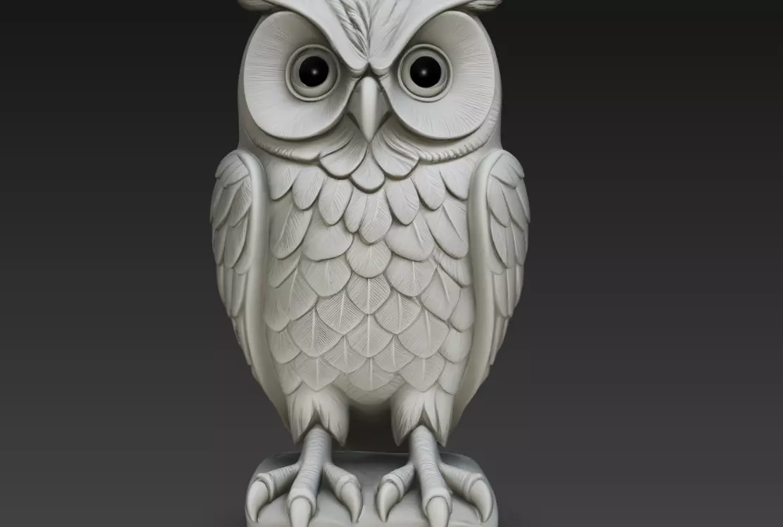 Stylized Owl Sculpture Big Eyes Cute Bird STL Model 3D print model