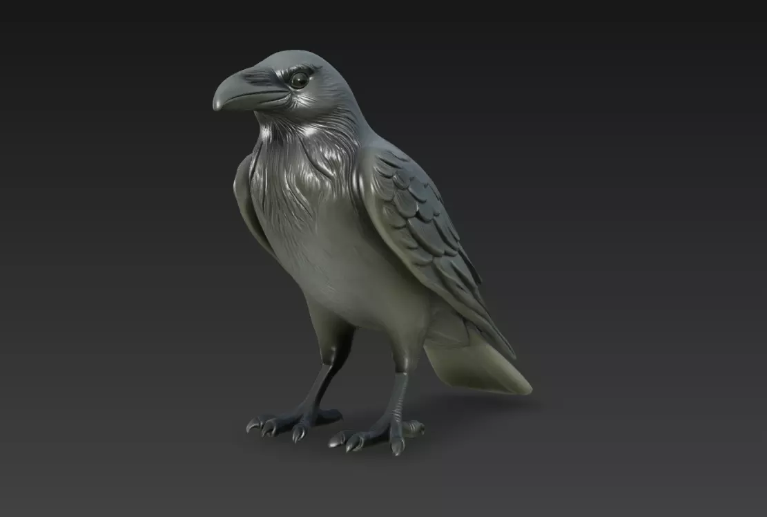 Realistic Raven Bird Sculpture Crow Statue STL Model 3D print model