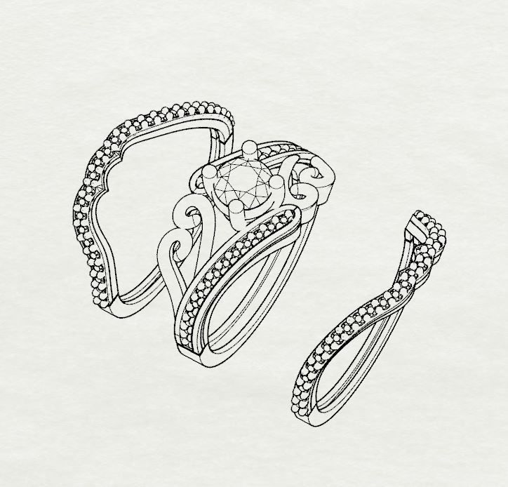 ring weeding jewelry designer gold silver 3D print model_2