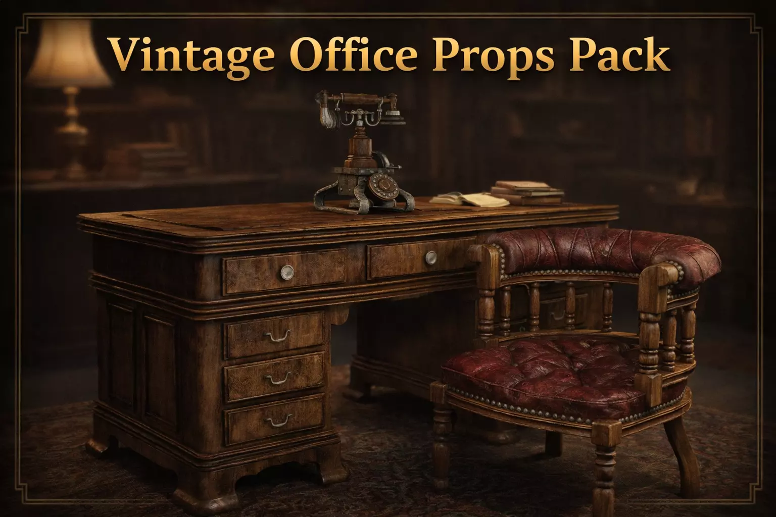 Vintage ofice props pack 3D model