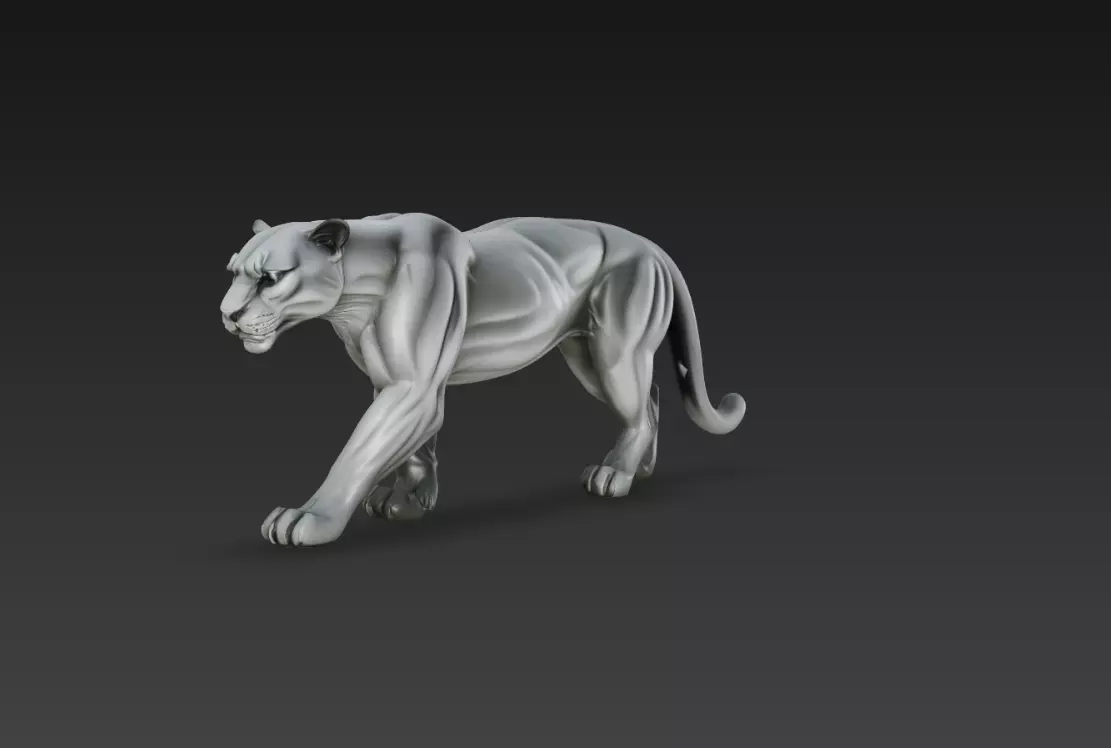 Walking Panther Sculpture Realistic Big Cat STL Model 3D print model