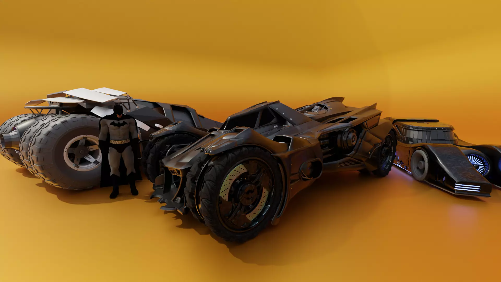 All Batmobiles rigged Free low-poly 3D model
