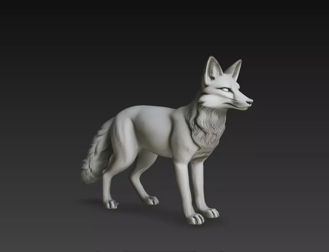 Realistic Fox Animal Sculpture STL Model for 3D Print 3D print model