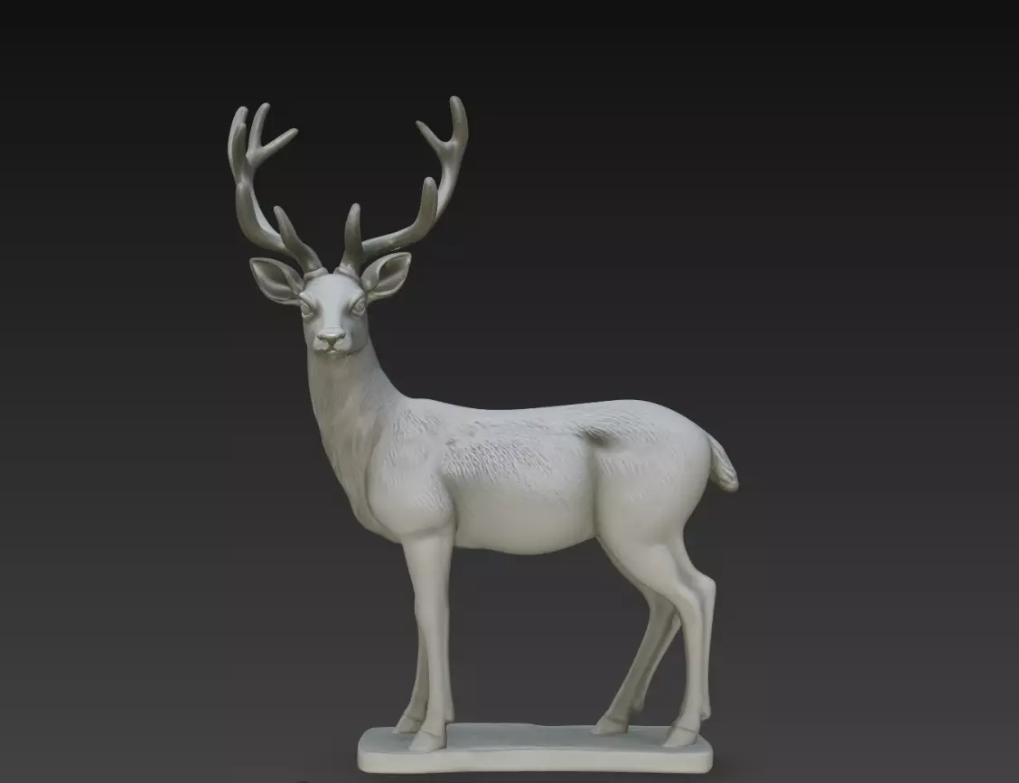 Standing Deer Stag Sculpture with Base STL Model 3D print model