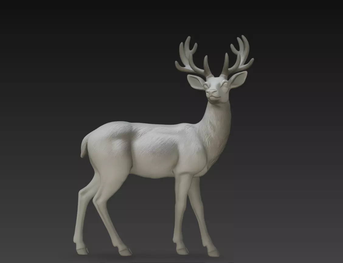 Realistic Deer Stag Animal Sculpture STL Model 3D print model