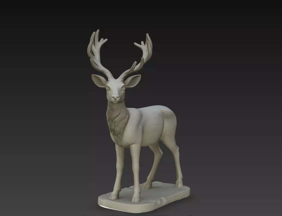 Deer Statue with Antlers Animal STL Model with Base 3D print model