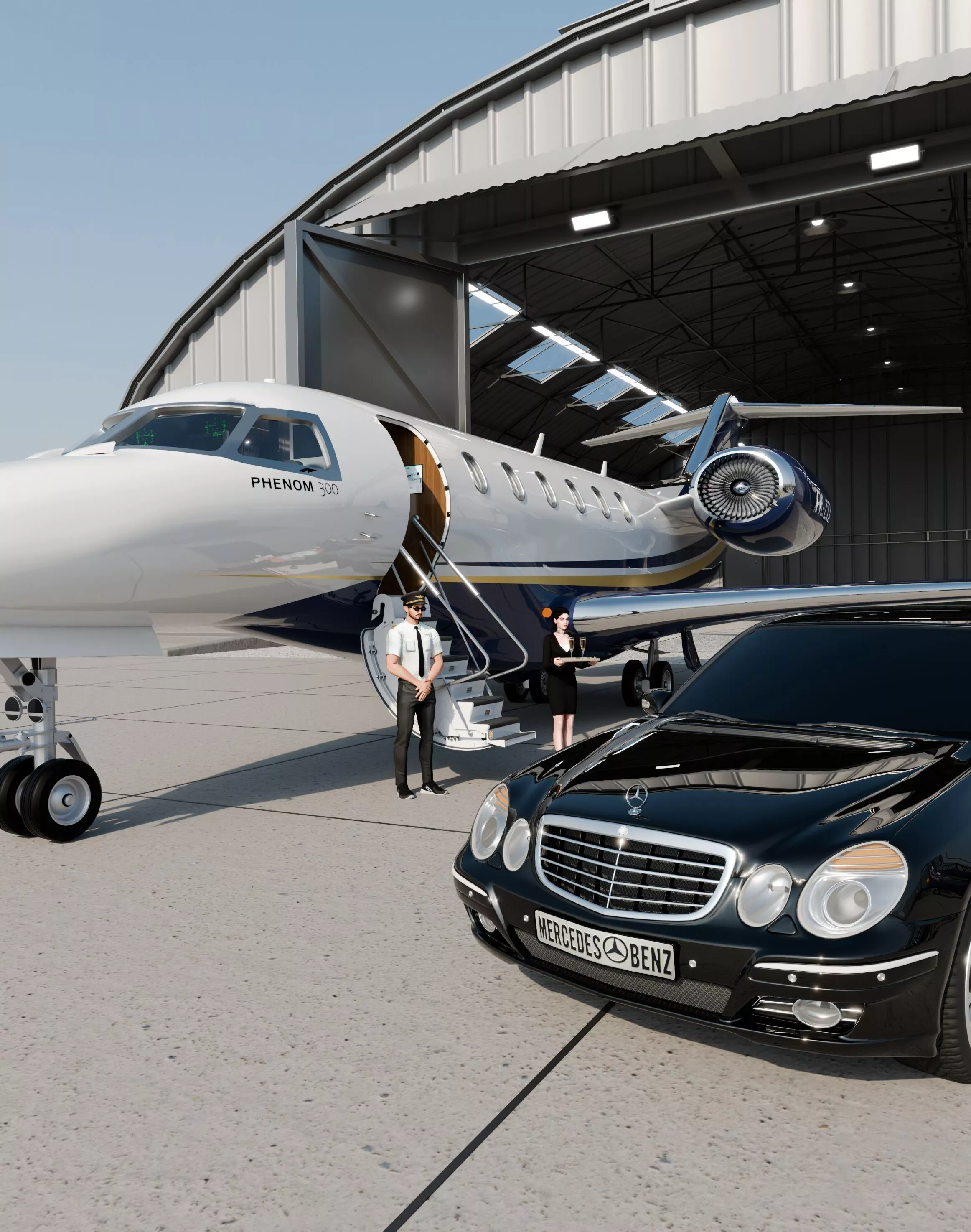 Private Jet - Phenom 300 3D model 3D model