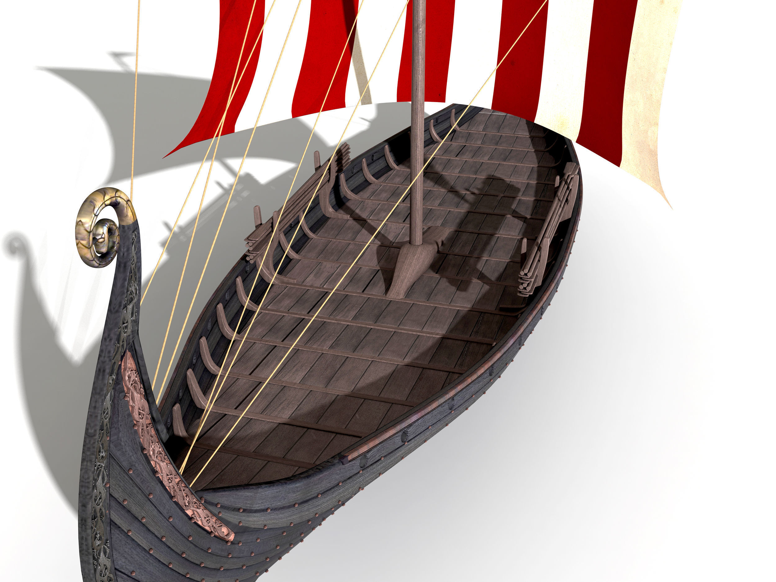 Oseberg Viking ship 2 Low-poly 3D model_10