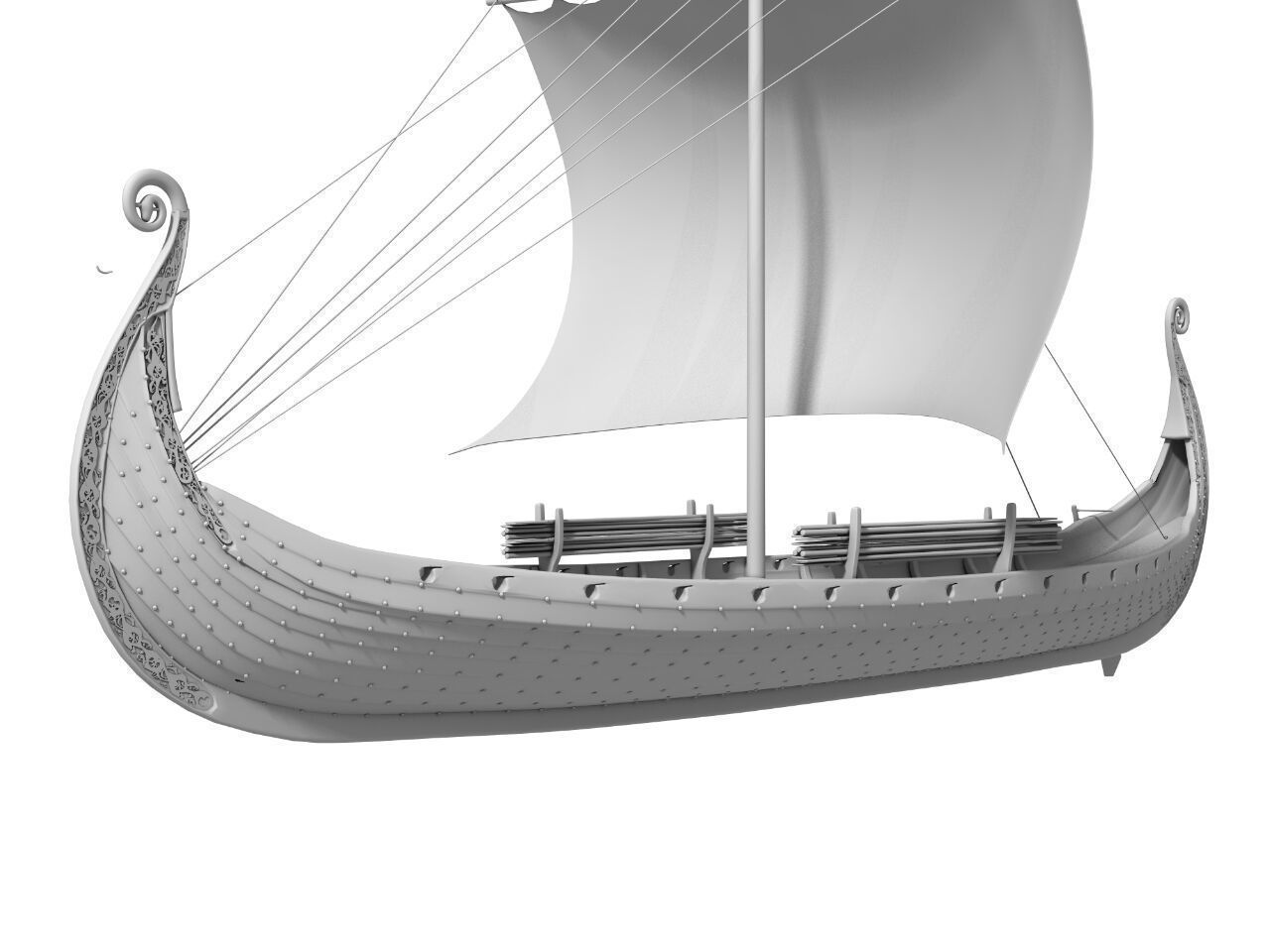 Oseberg Viking ship 2 Low-poly 3D model_6