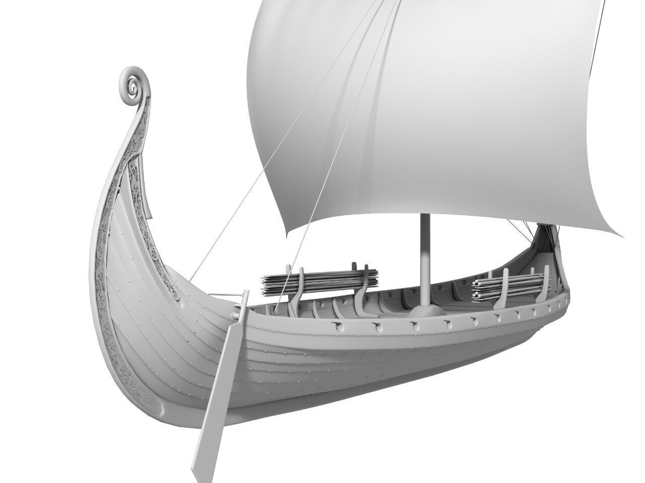 Oseberg Viking ship 2 Low-poly 3D model_9