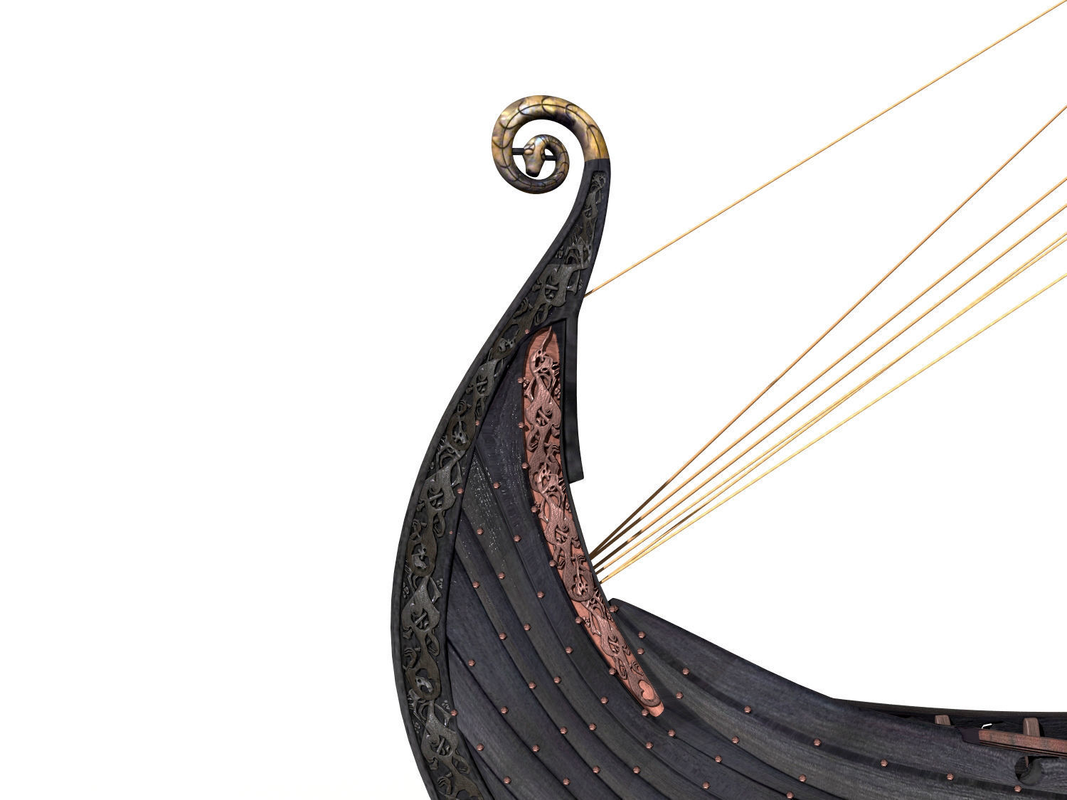 Oseberg Viking ship 2 Low-poly 3D model_2