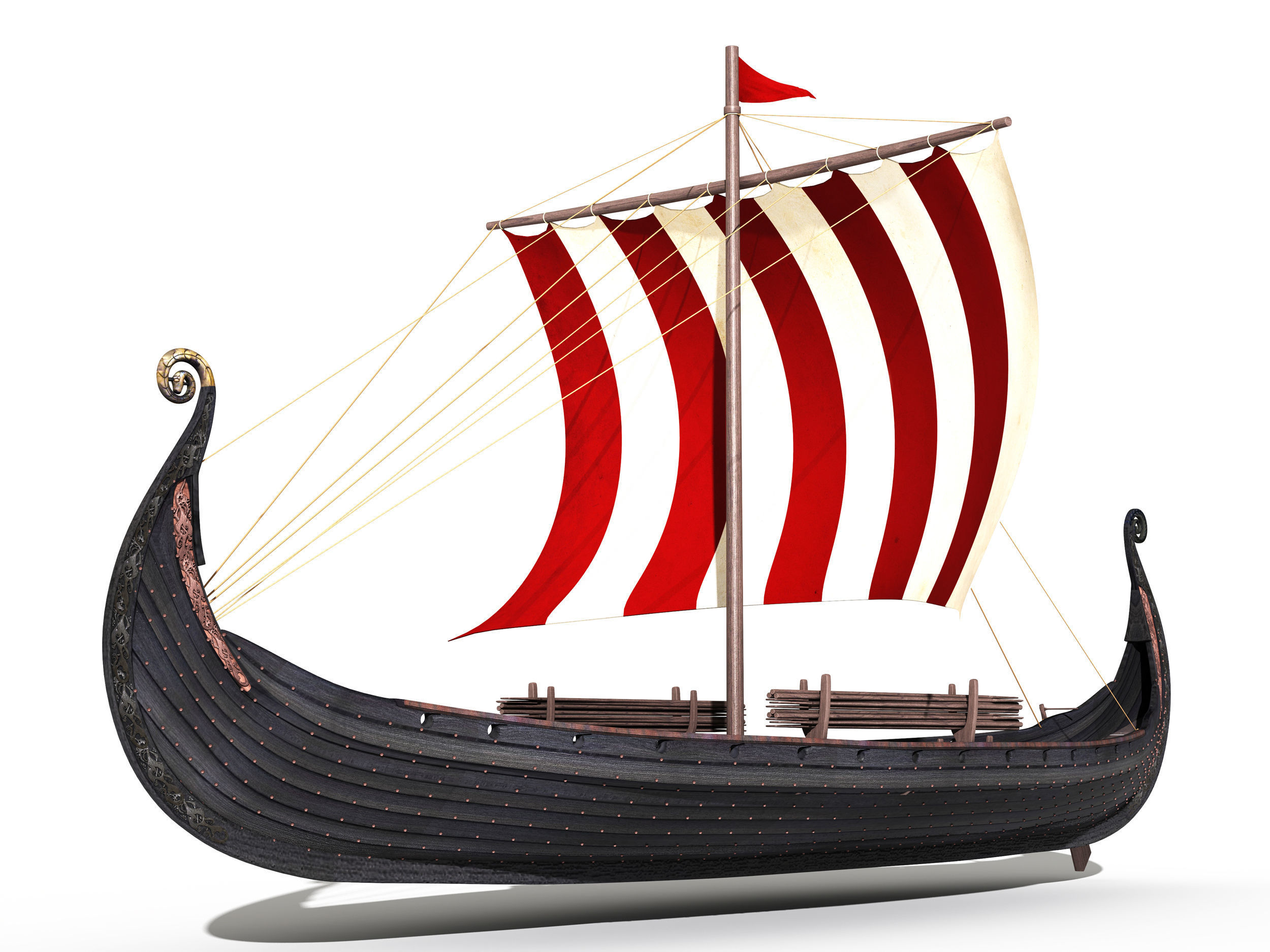 Oseberg Viking ship 2 Low-poly 3D model_11