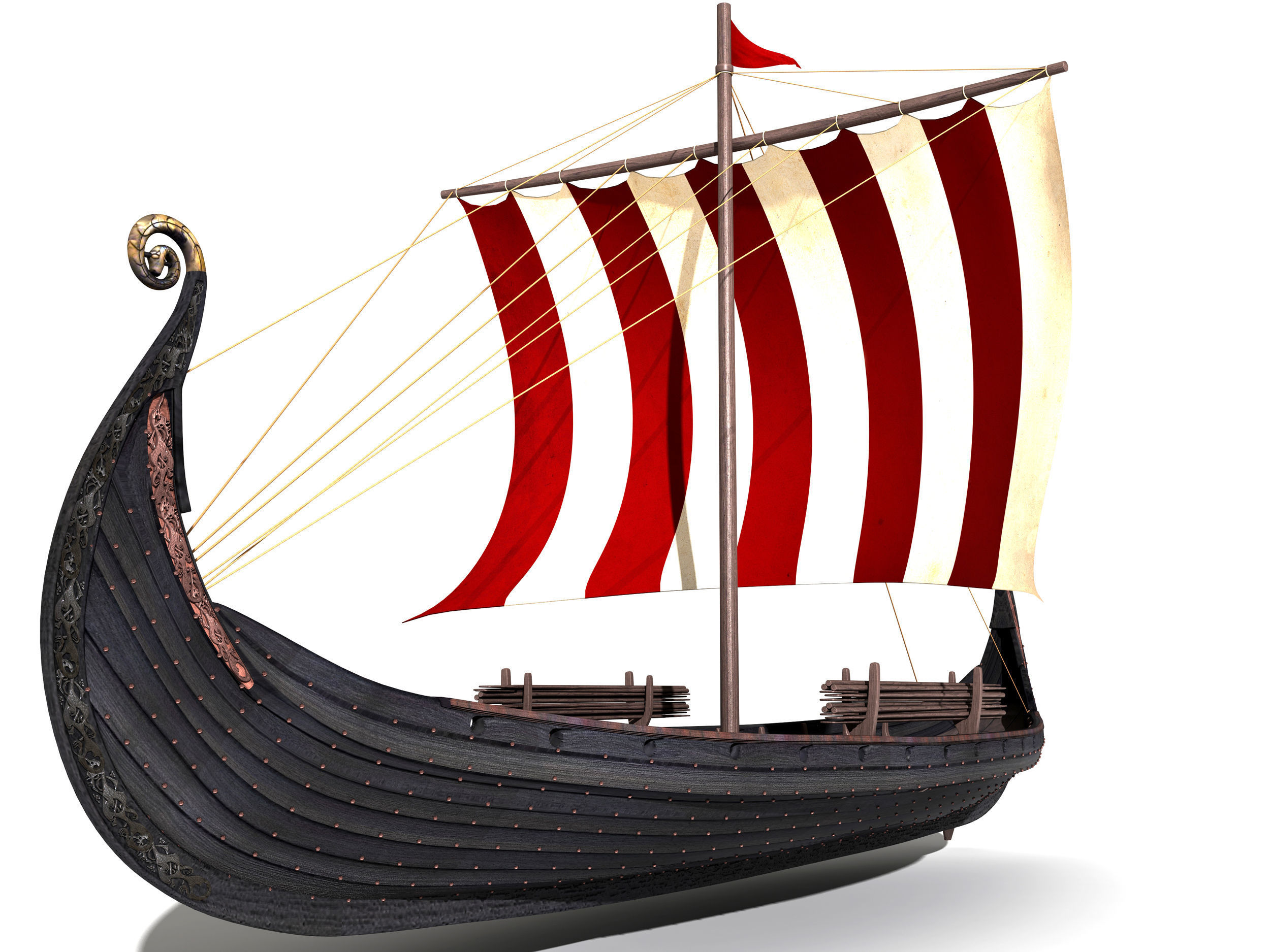 Oseberg Viking ship 2 Low-poly 3D model_5