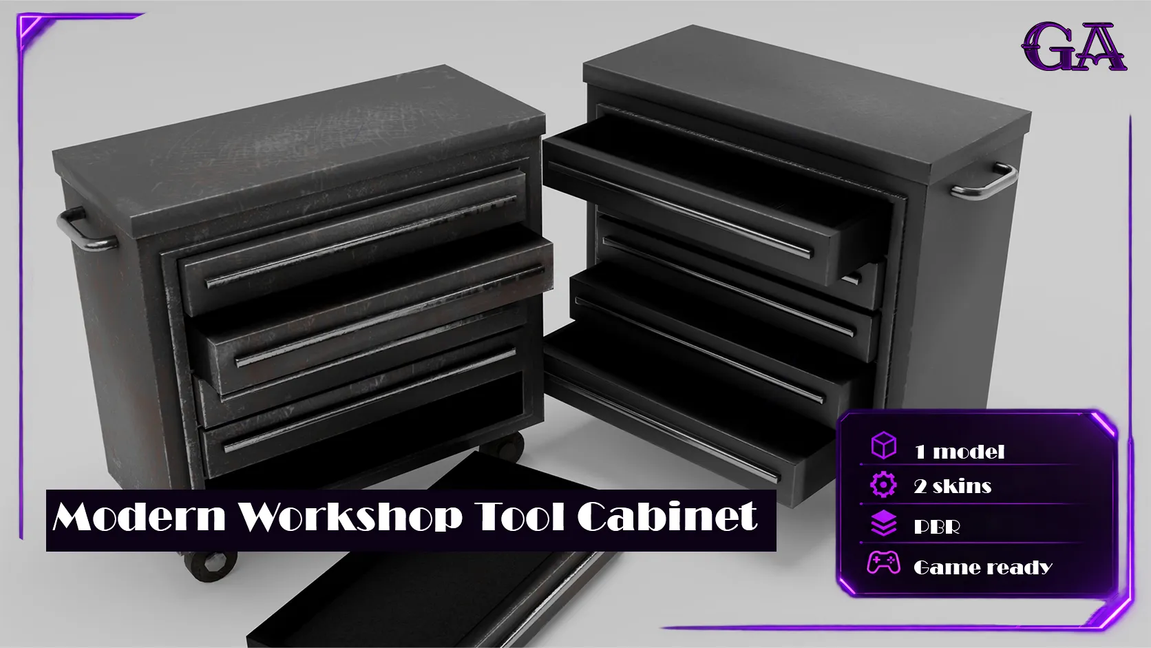 Workshop Tool Cabinet Toolbox Cart Game Ready PBR Low-poly 3D model