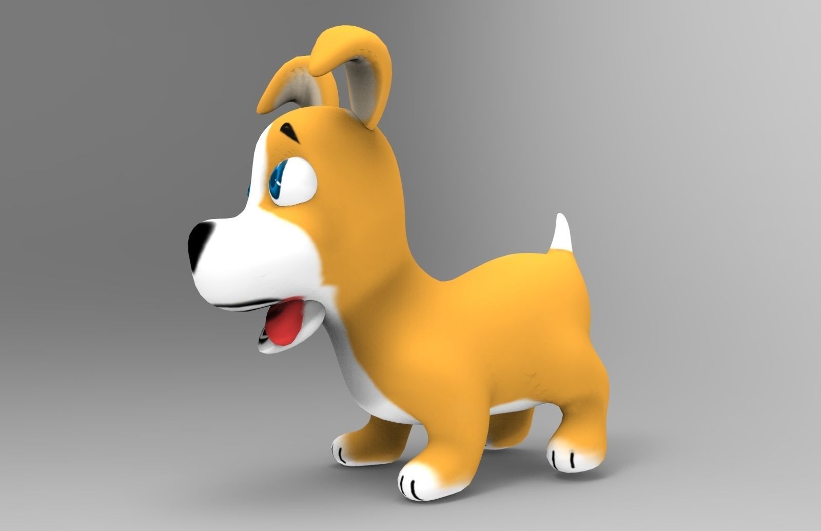 Dog Toon Model Low-poly 3D model_2