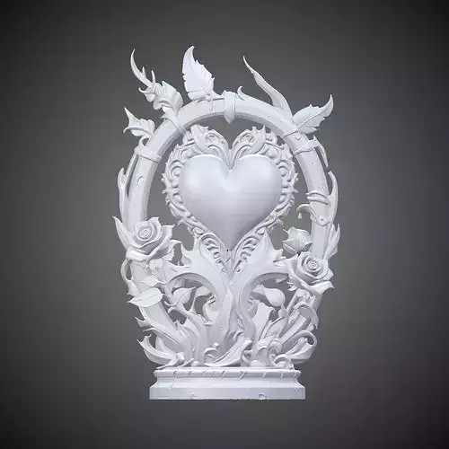 Romantic Rose Heart Ornate Statue PM-414