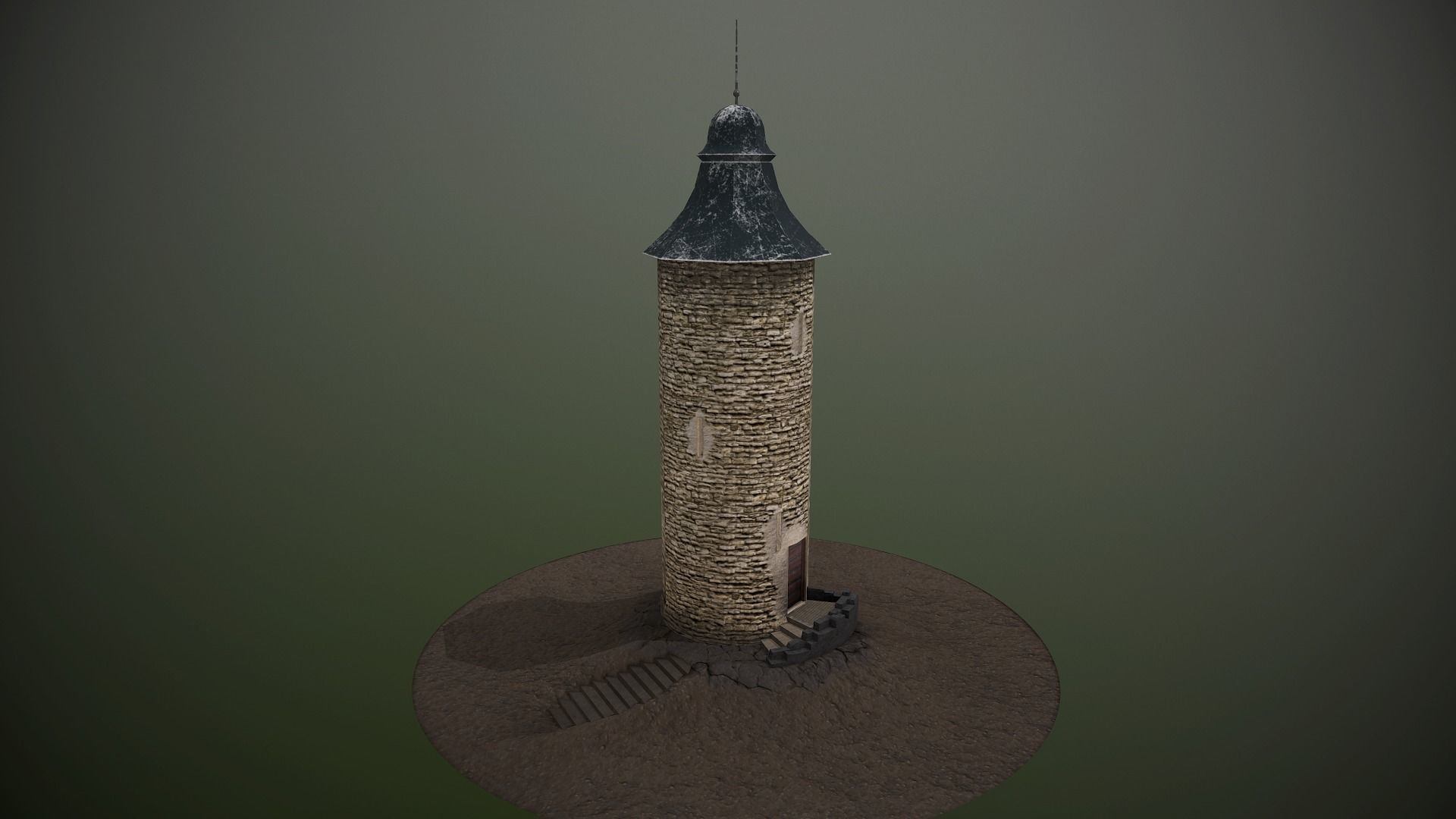 Medieval Guard Tower 01 Low-poly 3D model_2