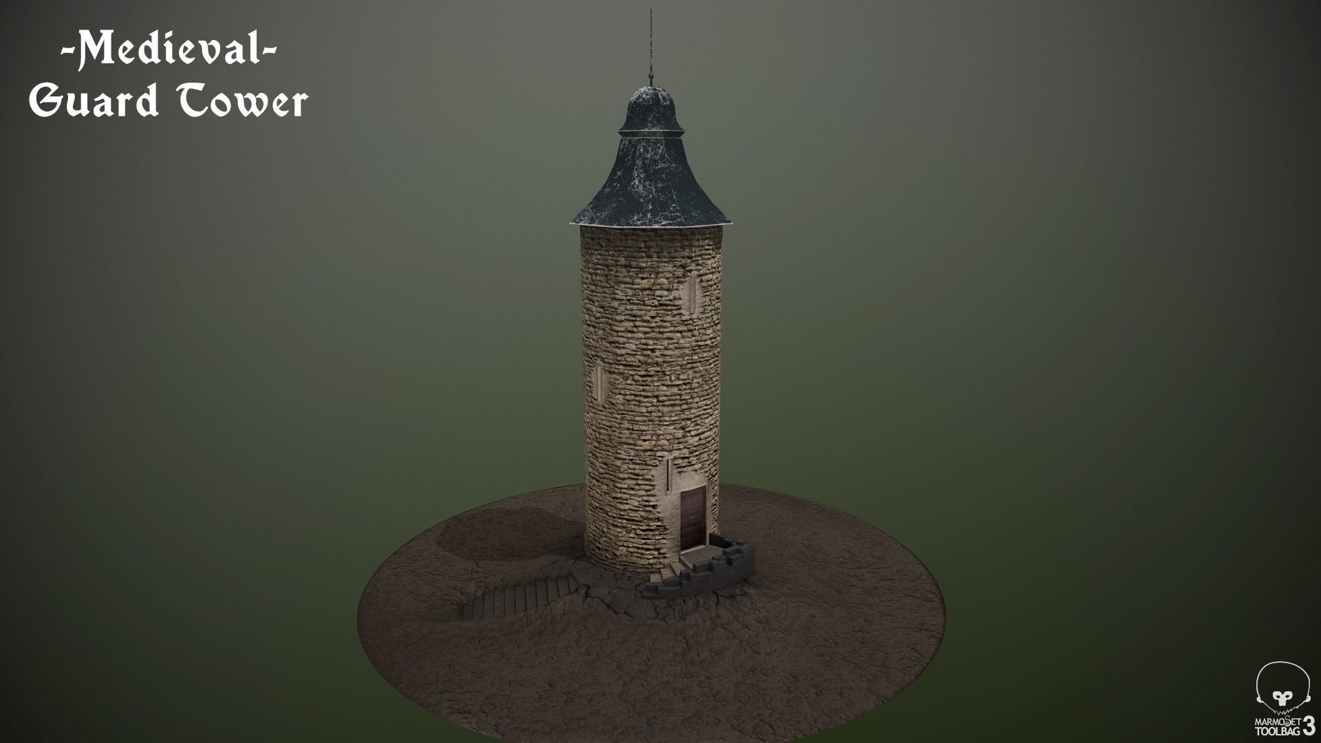 Medieval Guard Tower 01 Low-poly 3D model_0
