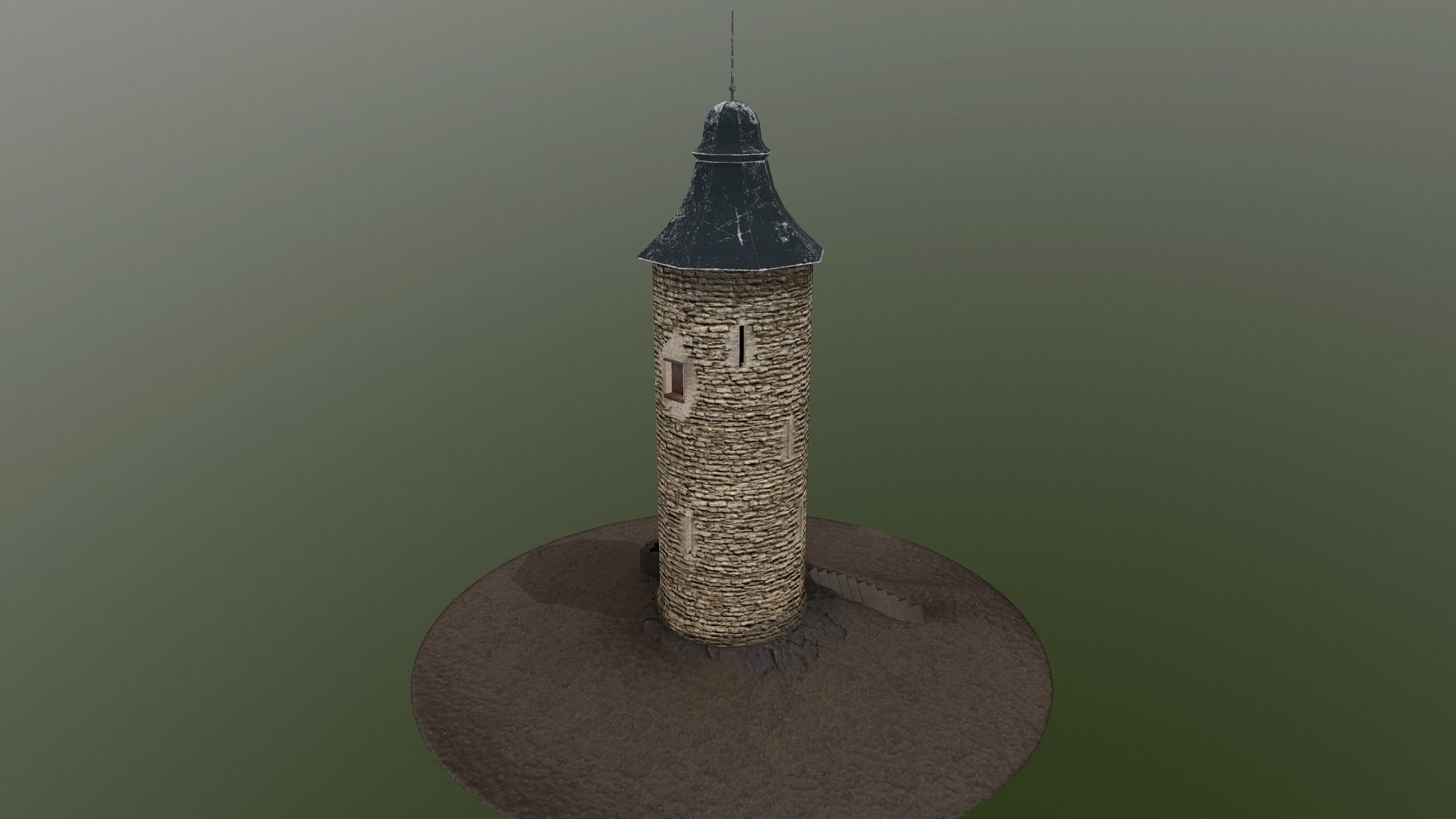 Medieval Guard Tower 01 Low-poly 3D model_1