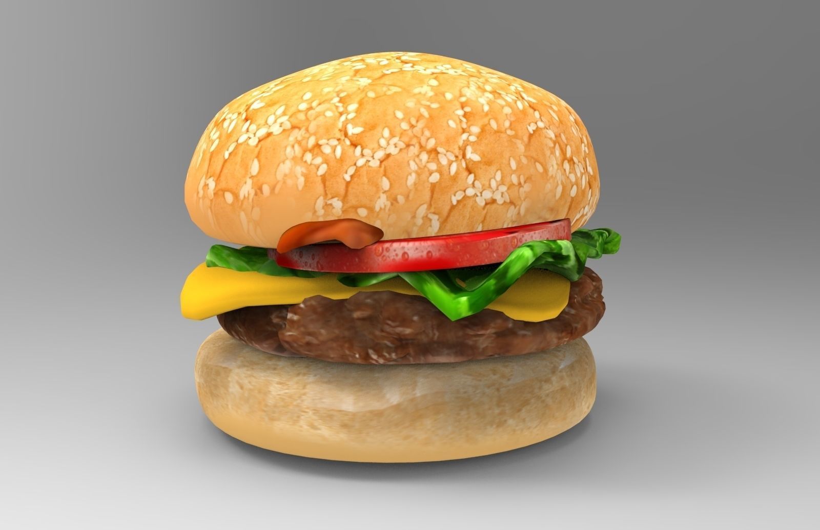Burger hamburger Low-poly 3D model_1