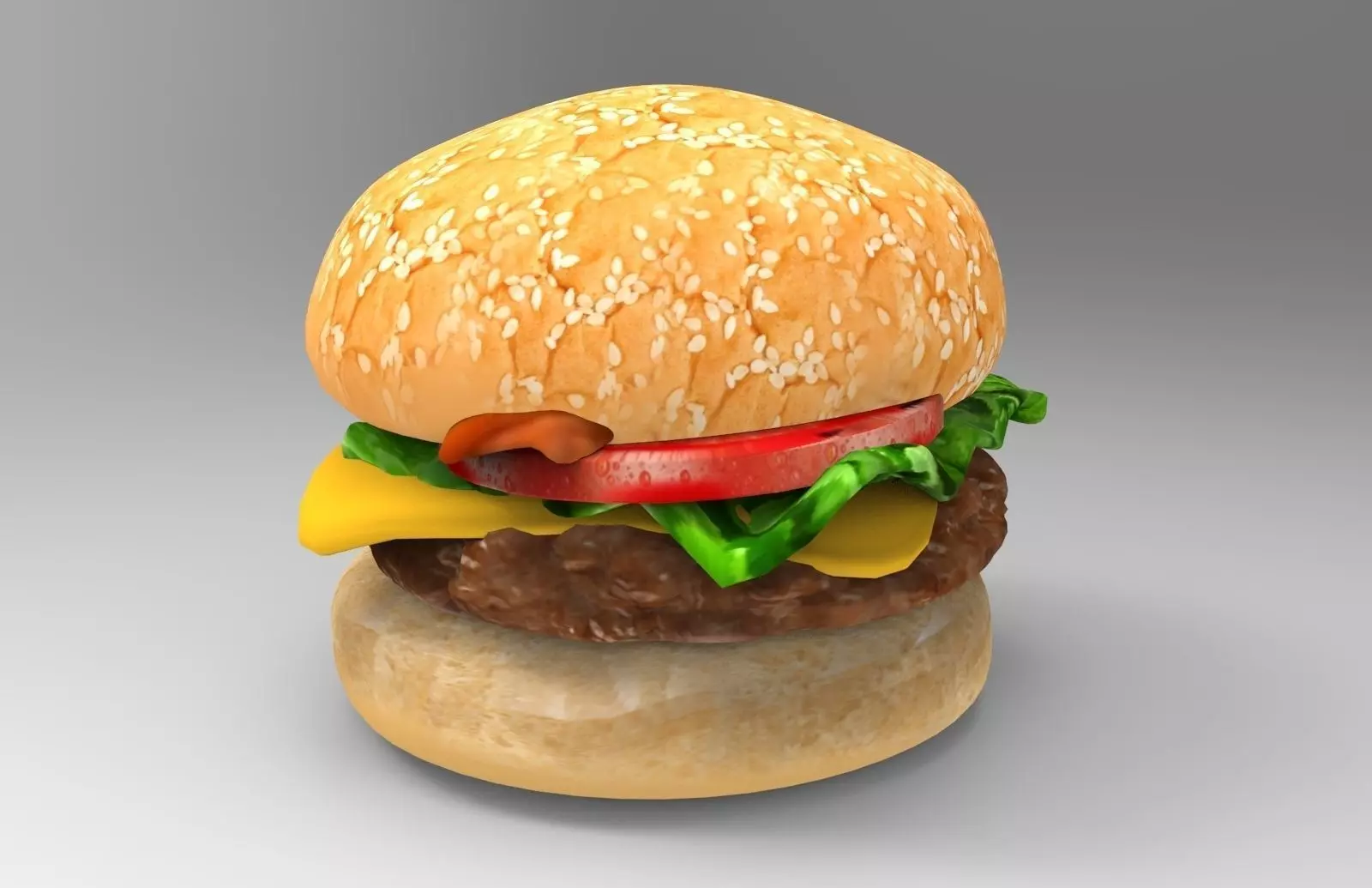 Burger hamburger Low-poly 3D model_0
