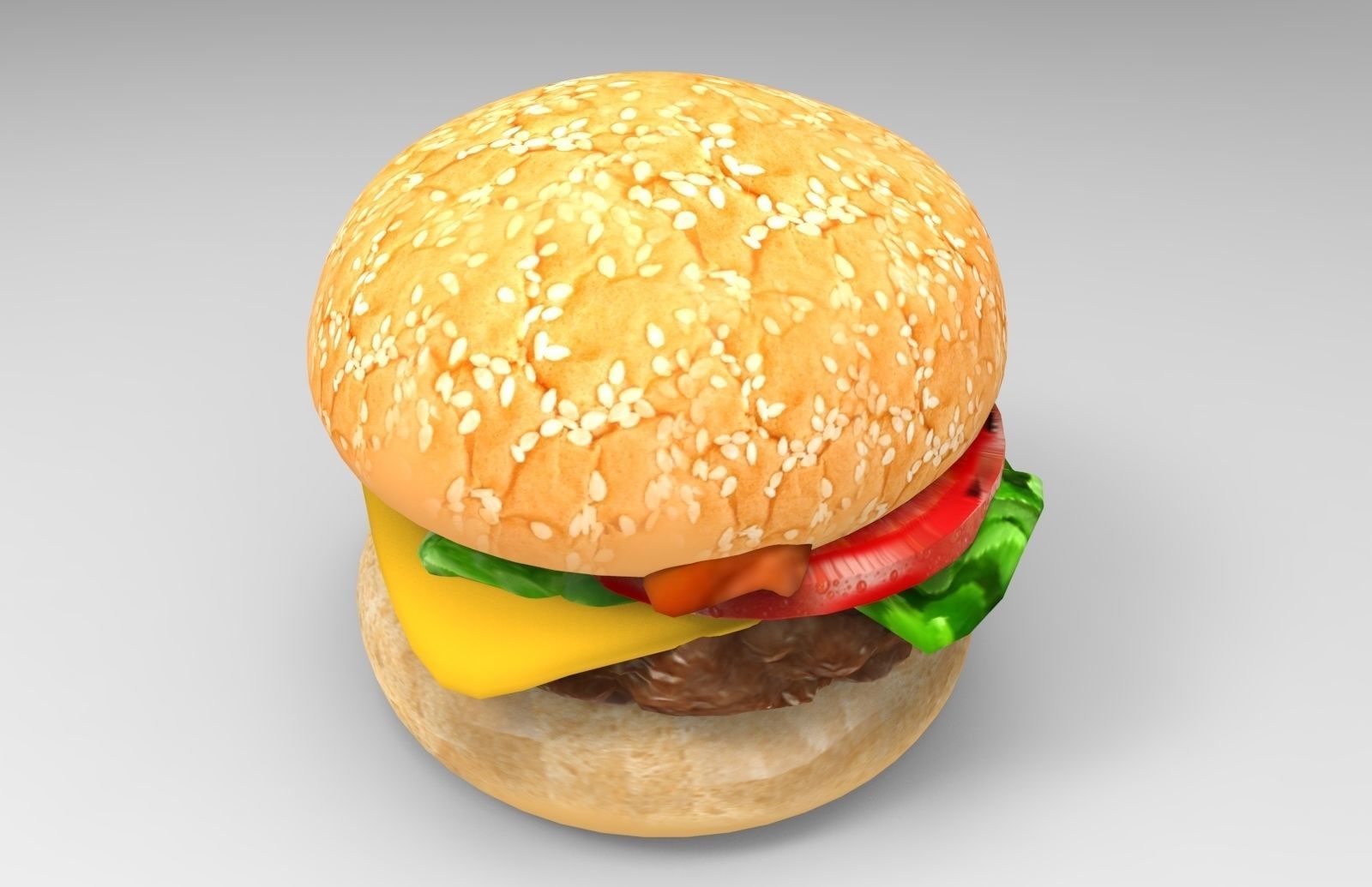 Burger hamburger Low-poly 3D model_2