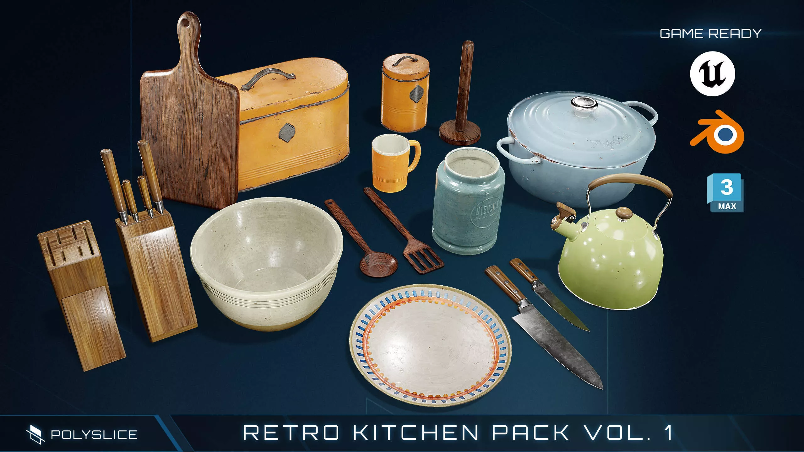 Retro Kitchen Props VOL1 Low-poly 3D model