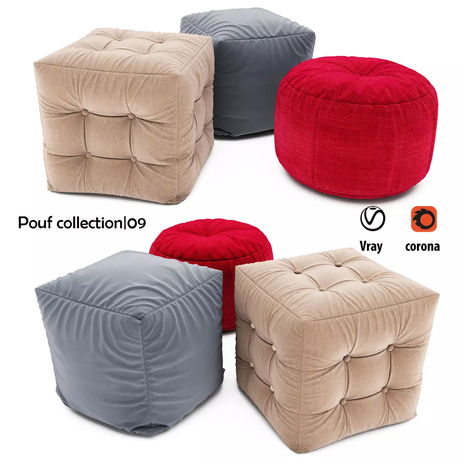Pouf collection 09 3D model_0
