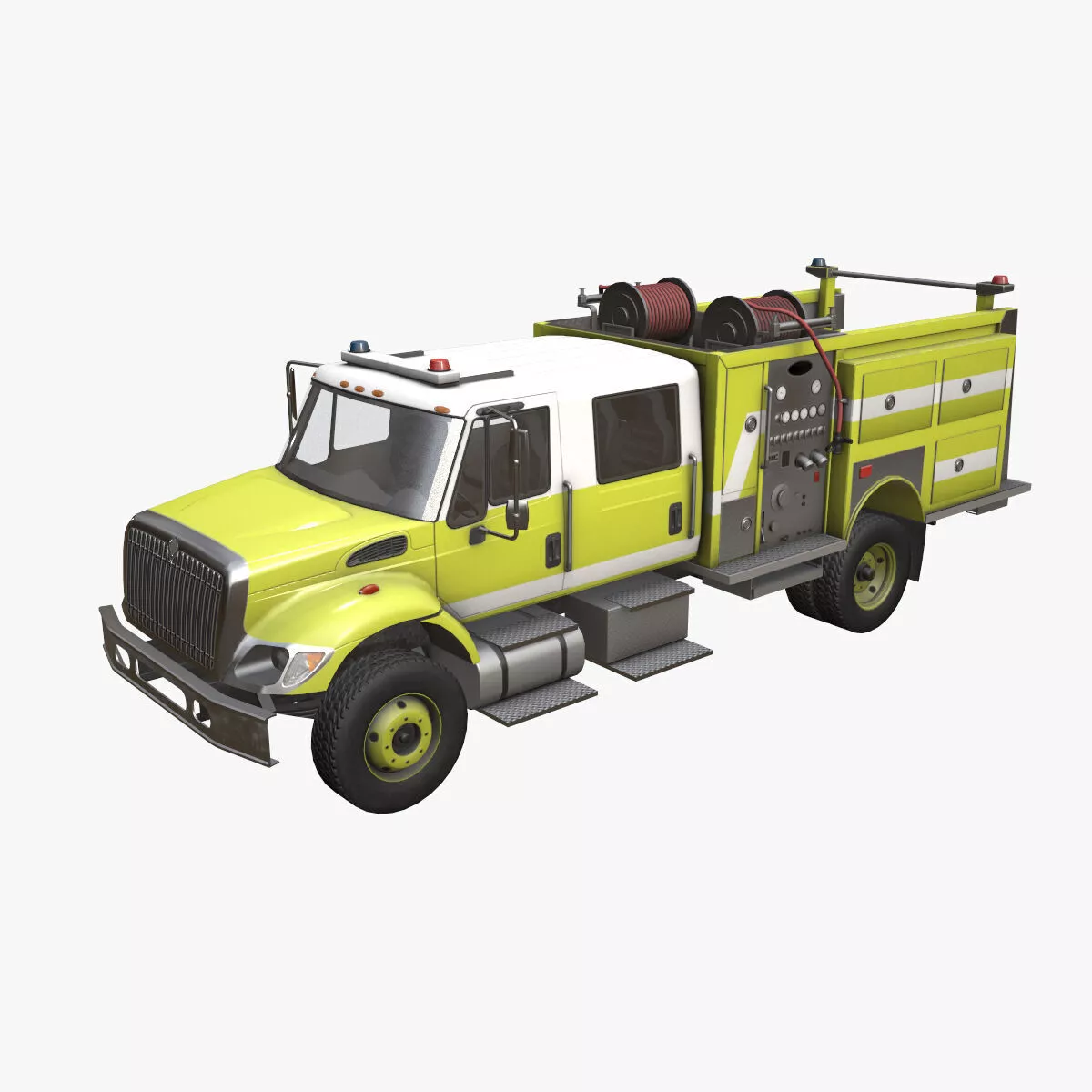 Fire Truck Yellow --150-- Low-poly 3D model