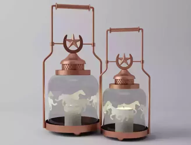 Horse Shoe Lantern Candleholder Set 3D model