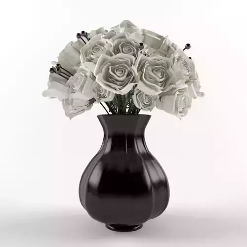 White roses bouquet vase