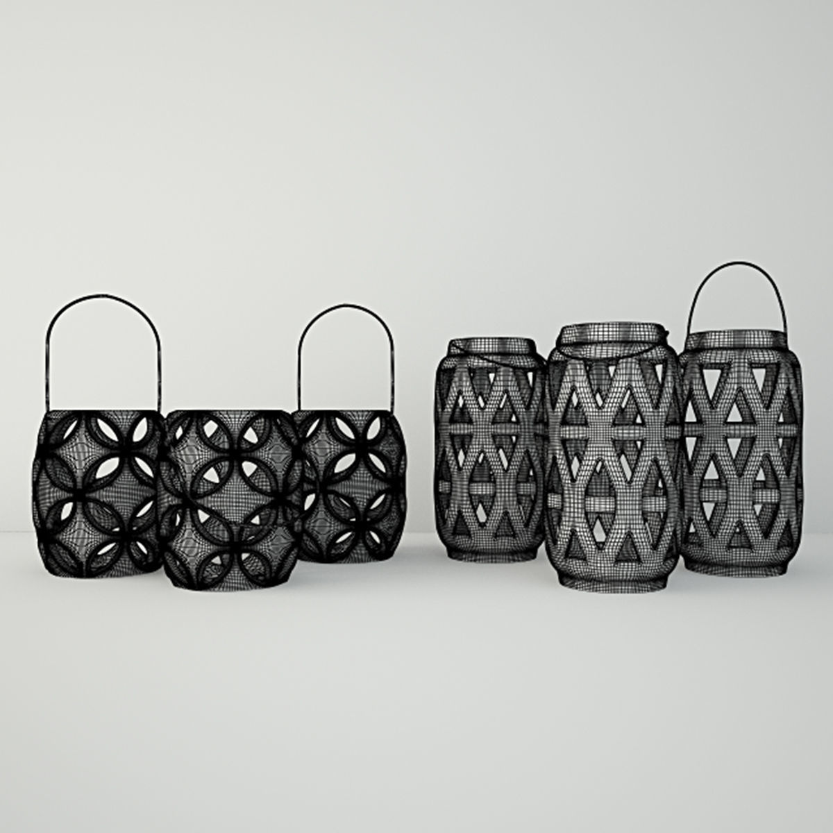 Lantern Candleholder Set 3D model_2