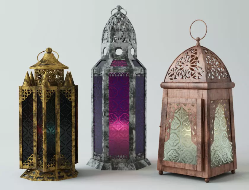 Metal Moroccan Lanterns 3D model_0