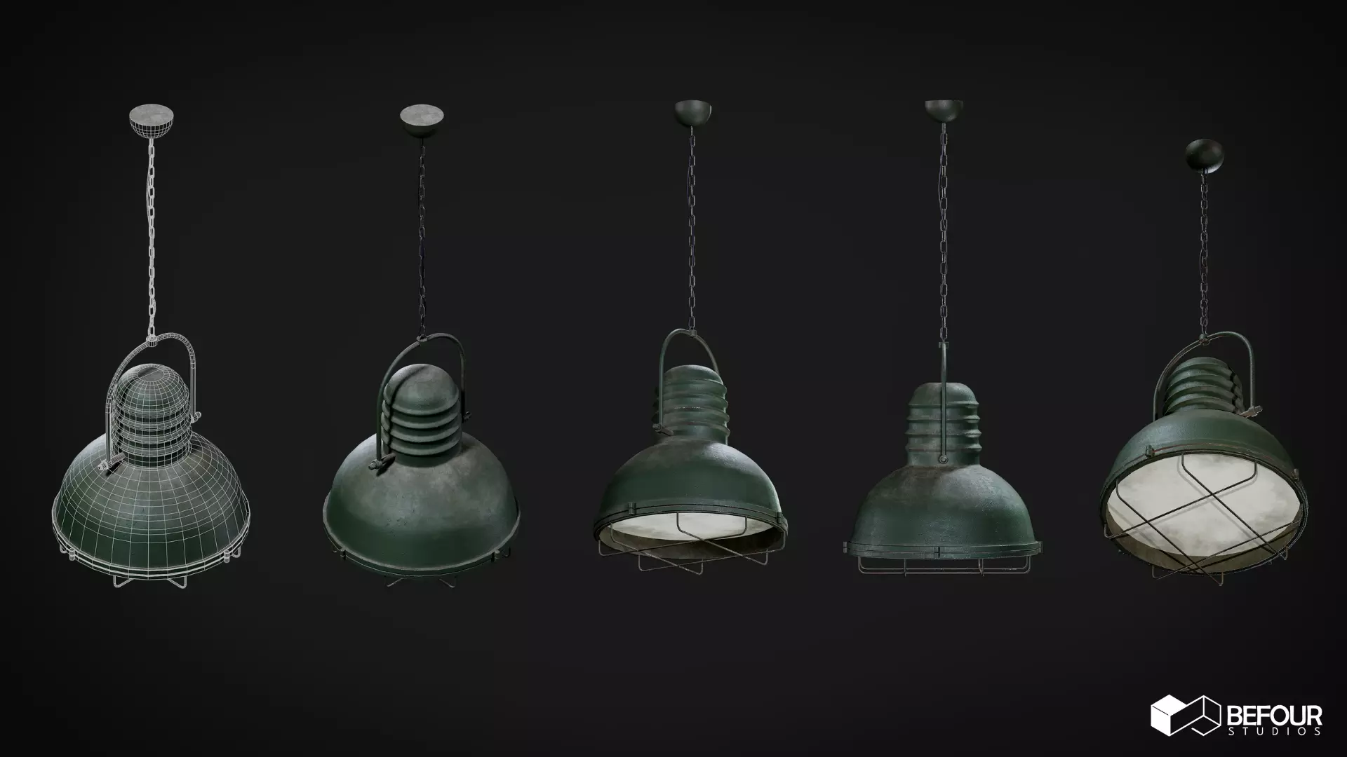 Industrial Lamp Low-poly 3D model