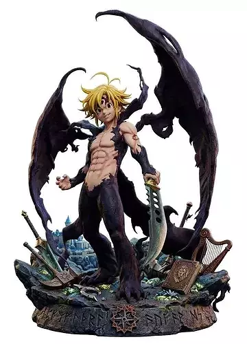 Demon Warrior Anime STL 3D Print Statue Dark Fantasy