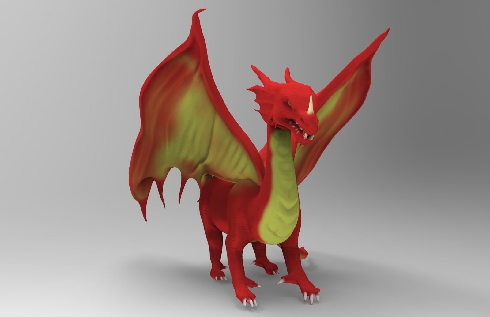 Red Dragon Low-poly 3D model_3