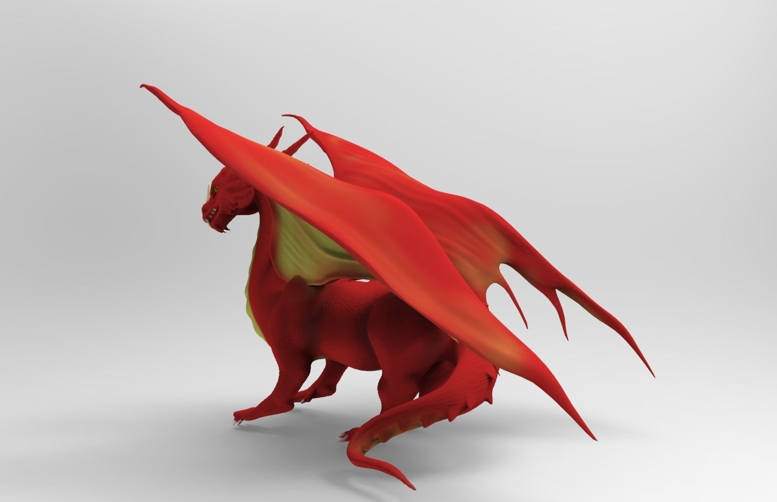 Red Dragon Low-poly 3D model_2
