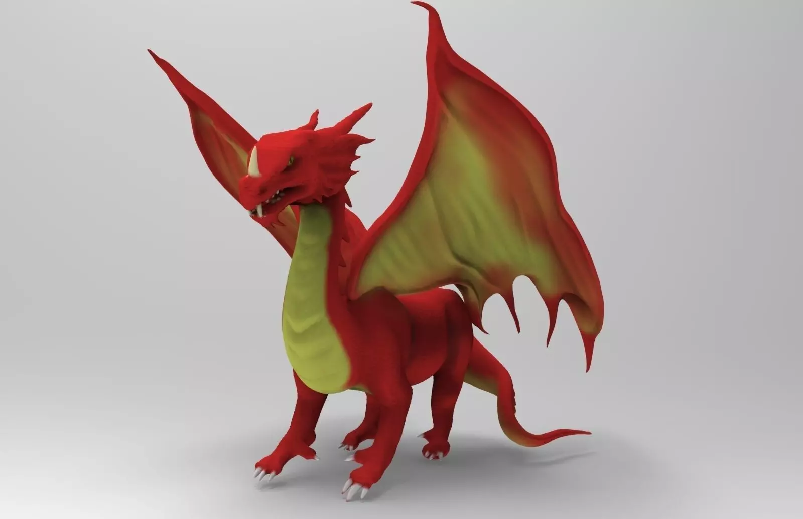 Red Dragon Low-poly 3D model_0