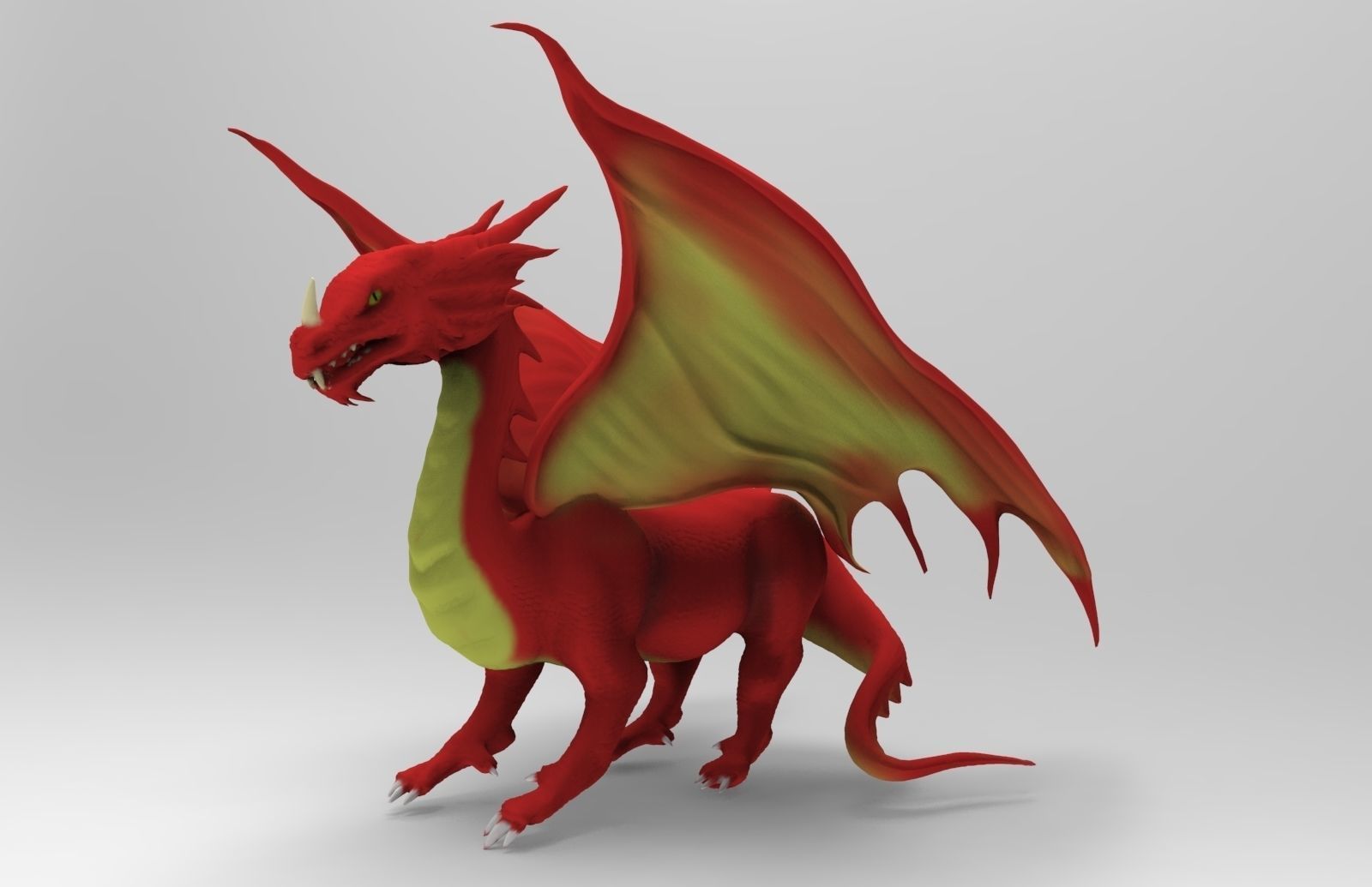 Red Dragon Low-poly 3D model_1