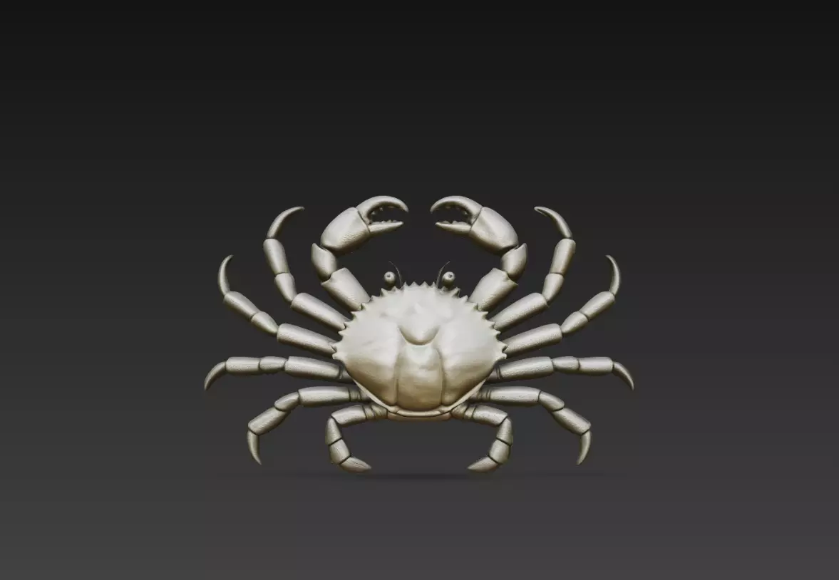 Crab Detailed Claw Pose Realistic Marine Animal STL Model 3D print model