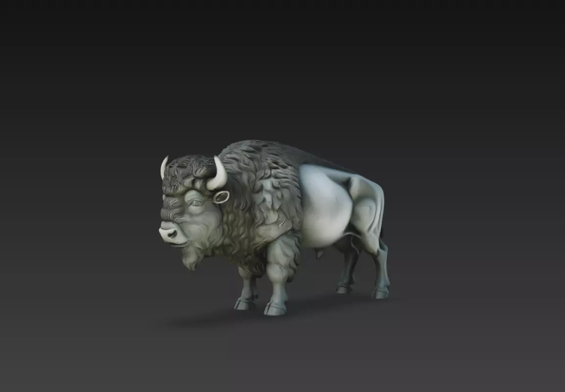 American Bison Sculpture Realistic Buffalo Animal 3D Print STL 3D print model
