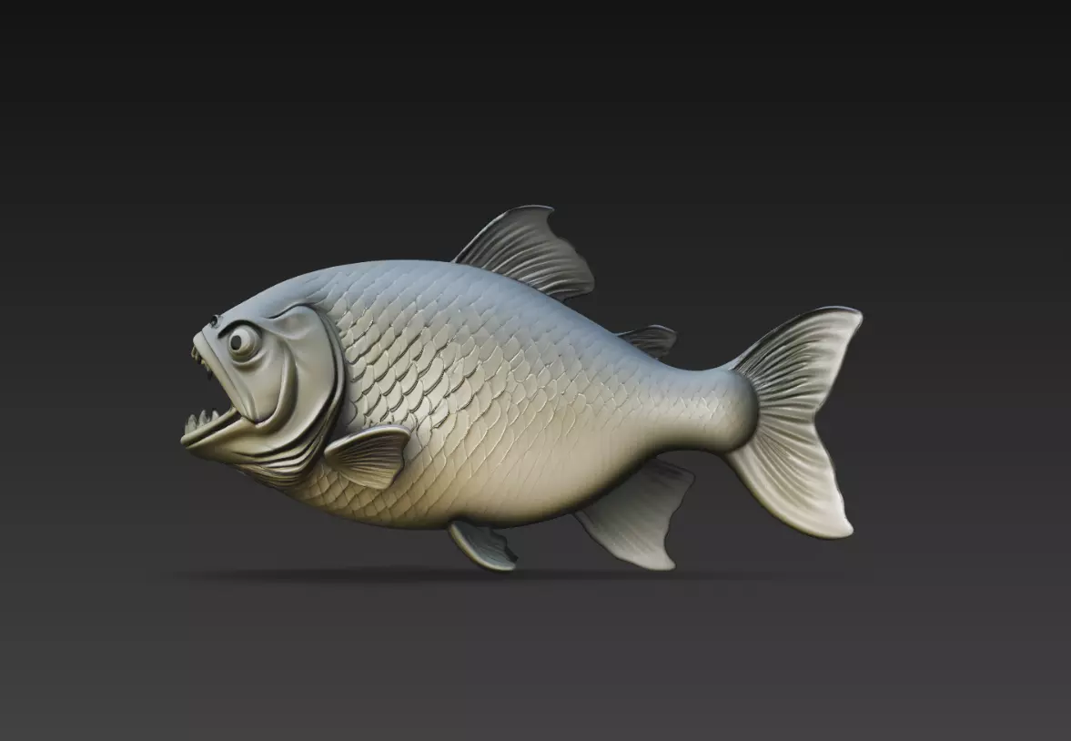 Piranha Fish Model Aggressive Freshwater Predator 3D Print 3D print model