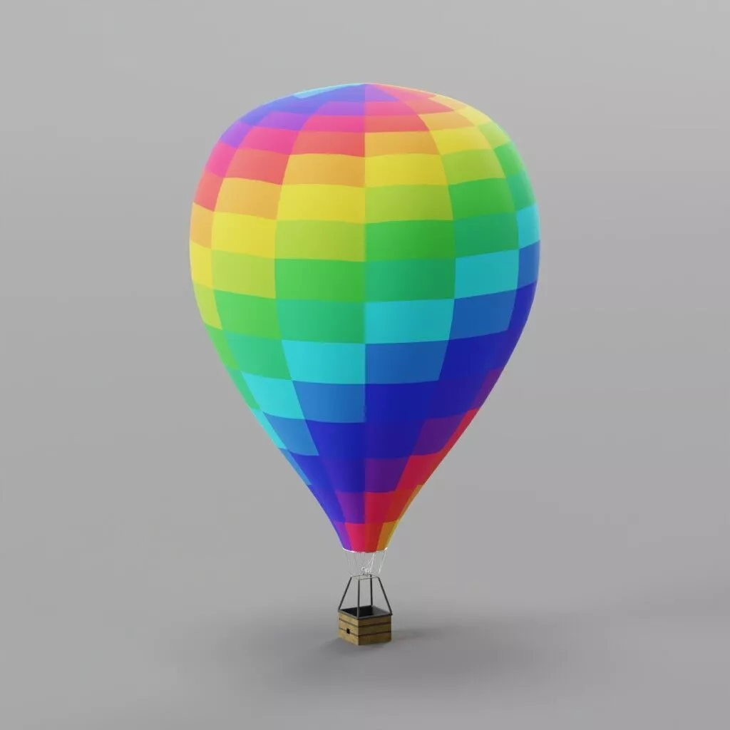 color full Hot Air Balloon Low-poly 3D model