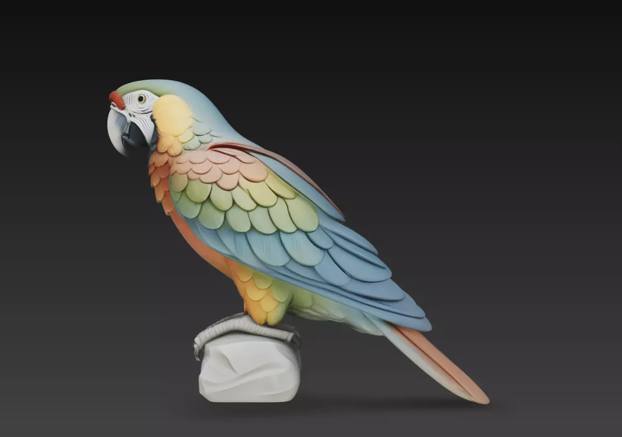 Colorful Parrot Figure Tropical Bird Sculpture 3D Print Model 3D print model