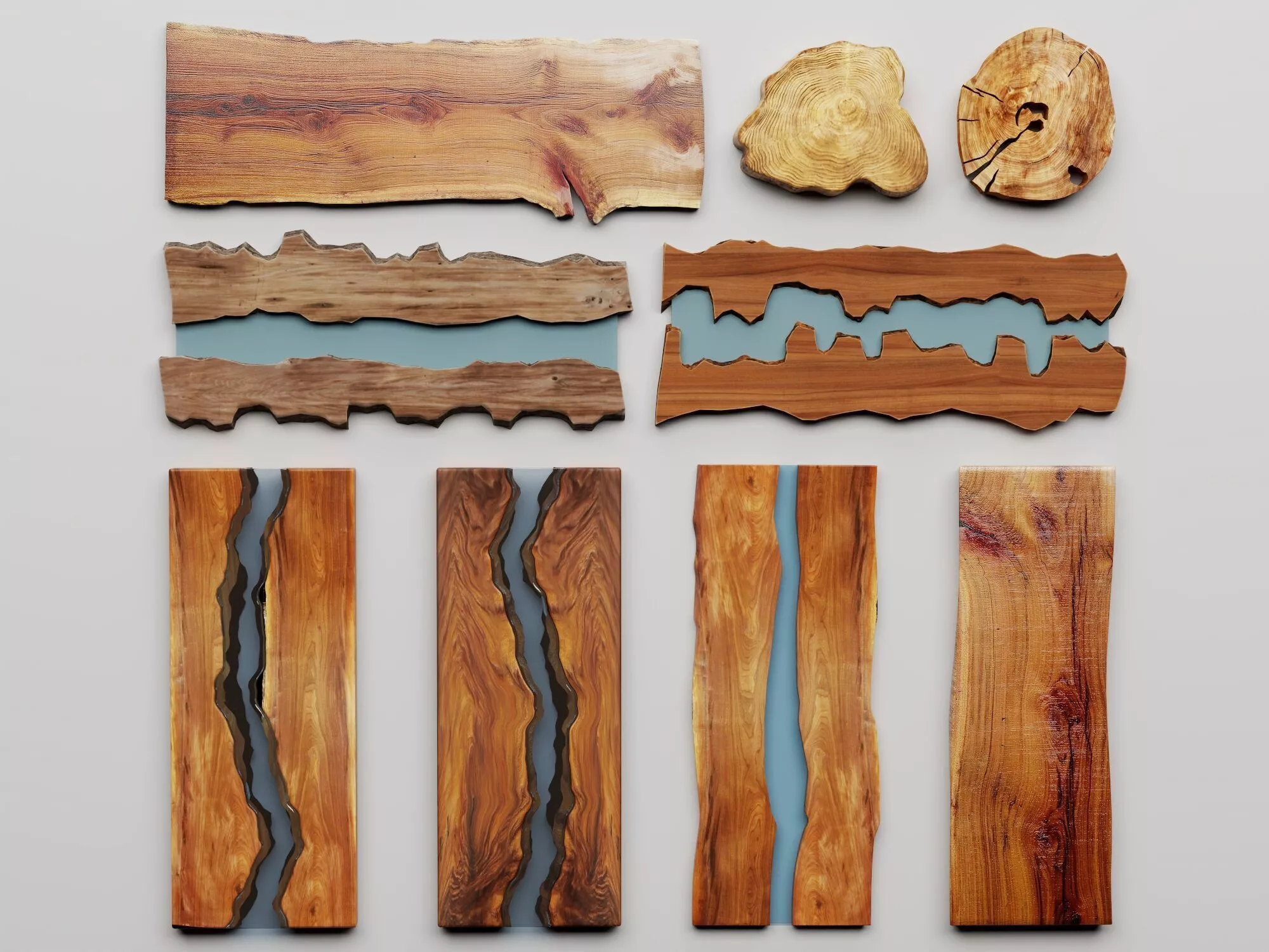 Live Edge Wood And Epoxy Resin River Table Tops Low-poly 3D model