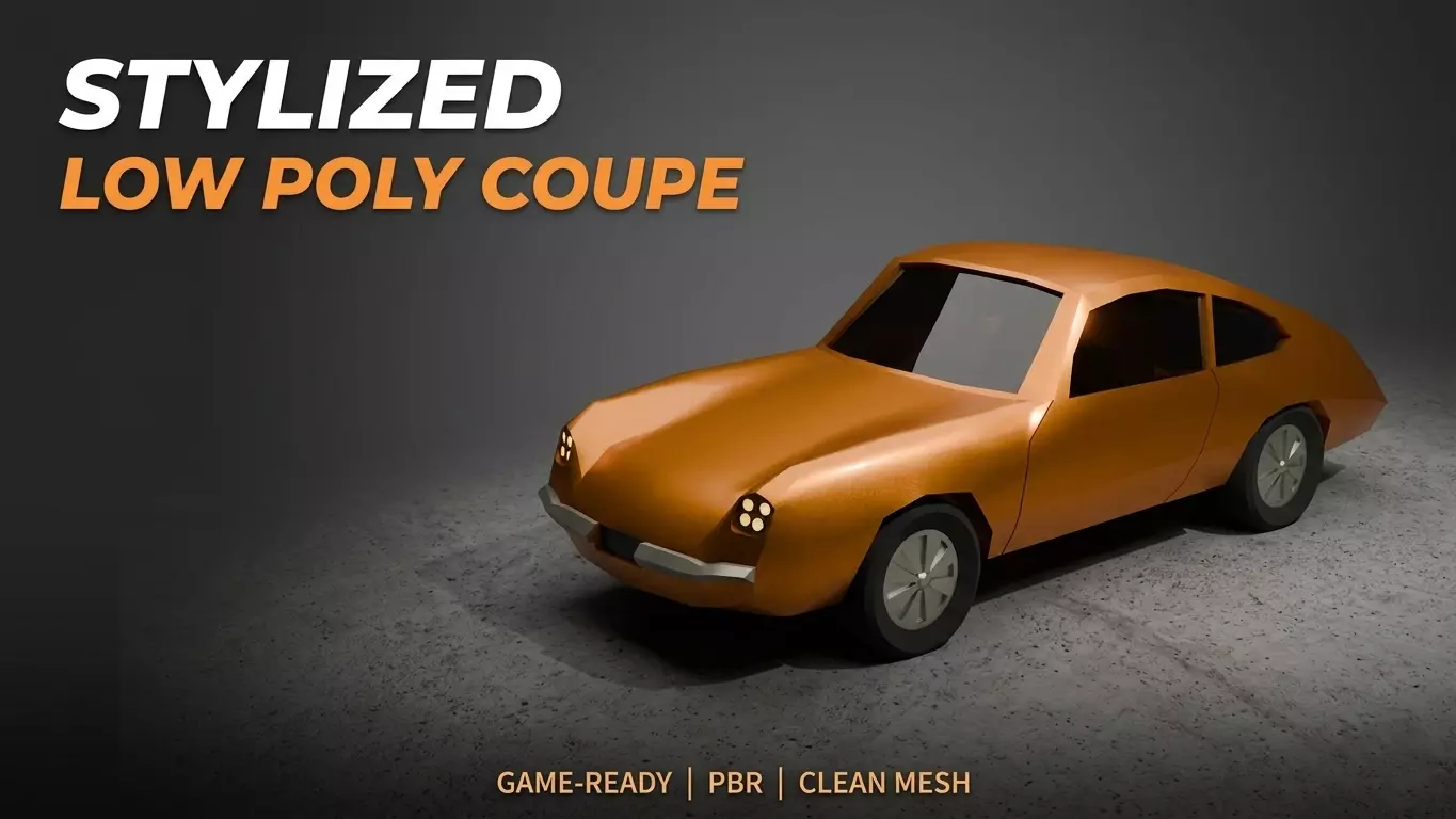 Stylized Low-Poly Vintage Car Antique Vehicle Game ready FBX OBJ Low-poly 3D model