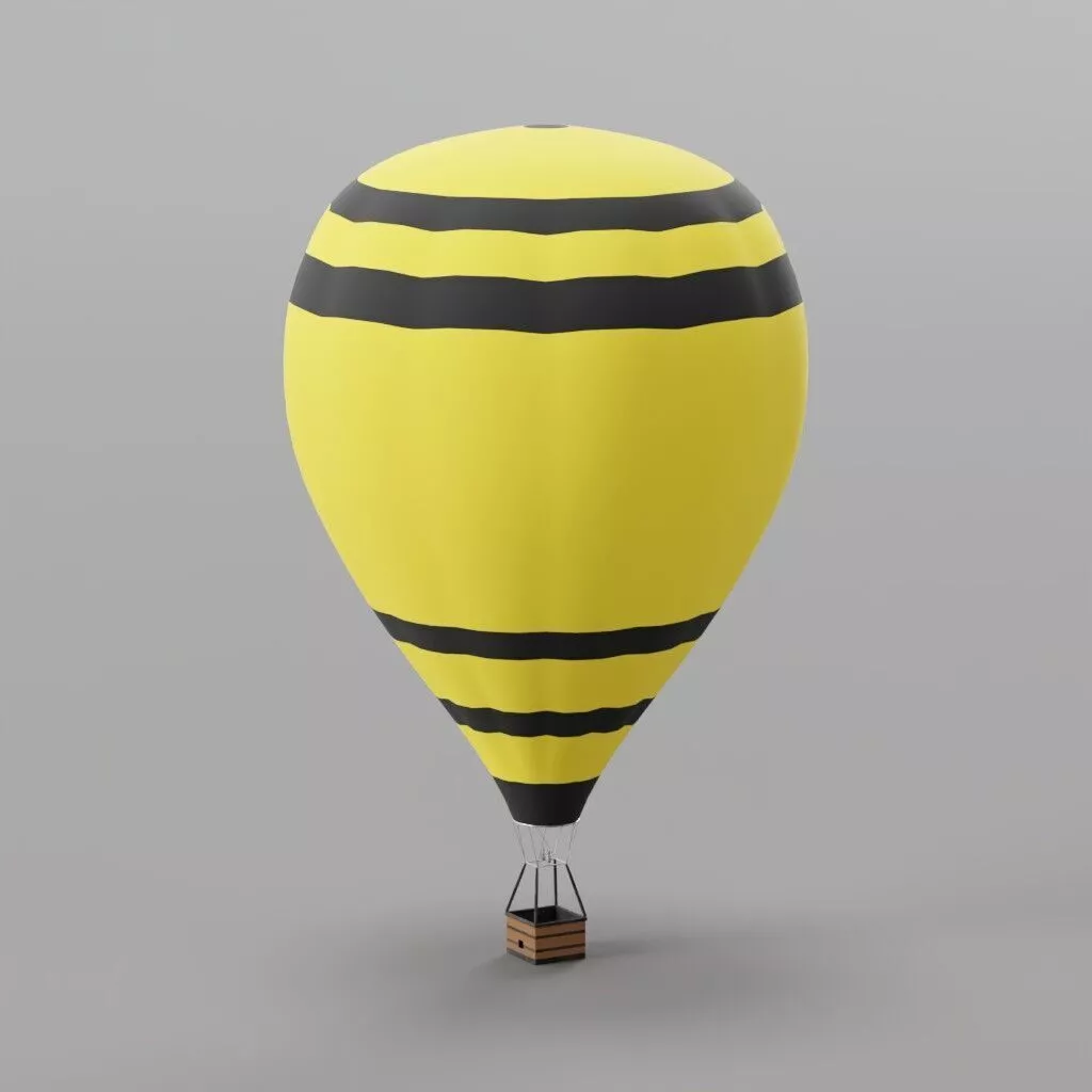 Yellow black hot air balloon Low-poly 3D model