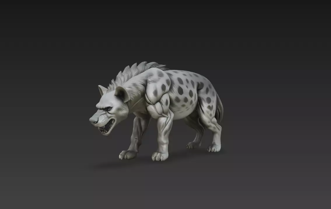 Hyena Aggressive Pose Realistic Wildlife Animal STL Model 3D print model