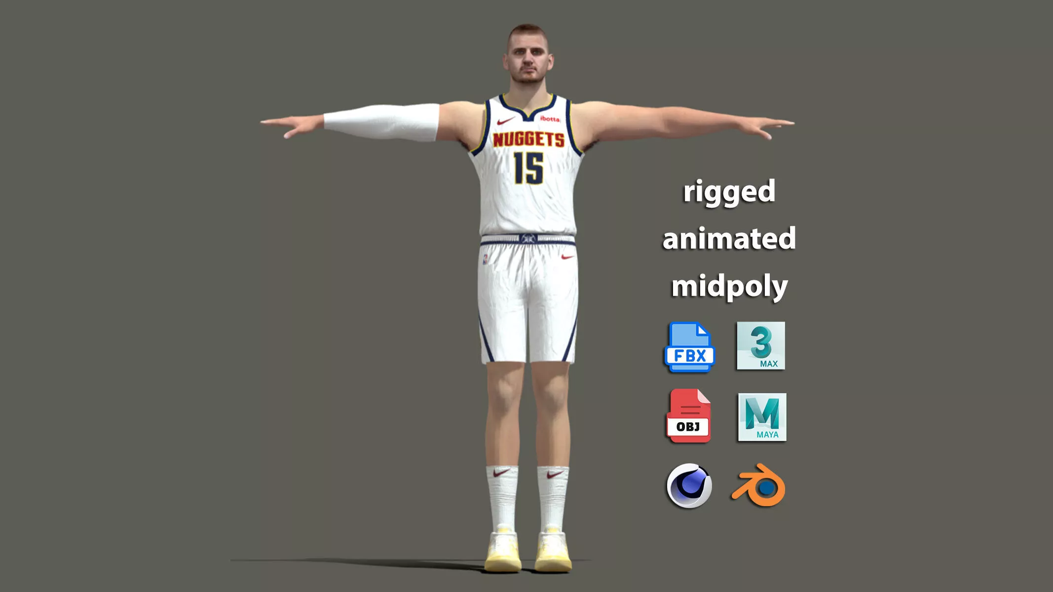 T-Pose Rigged Nikola Jokic Denver Nuggets 2026 3D model