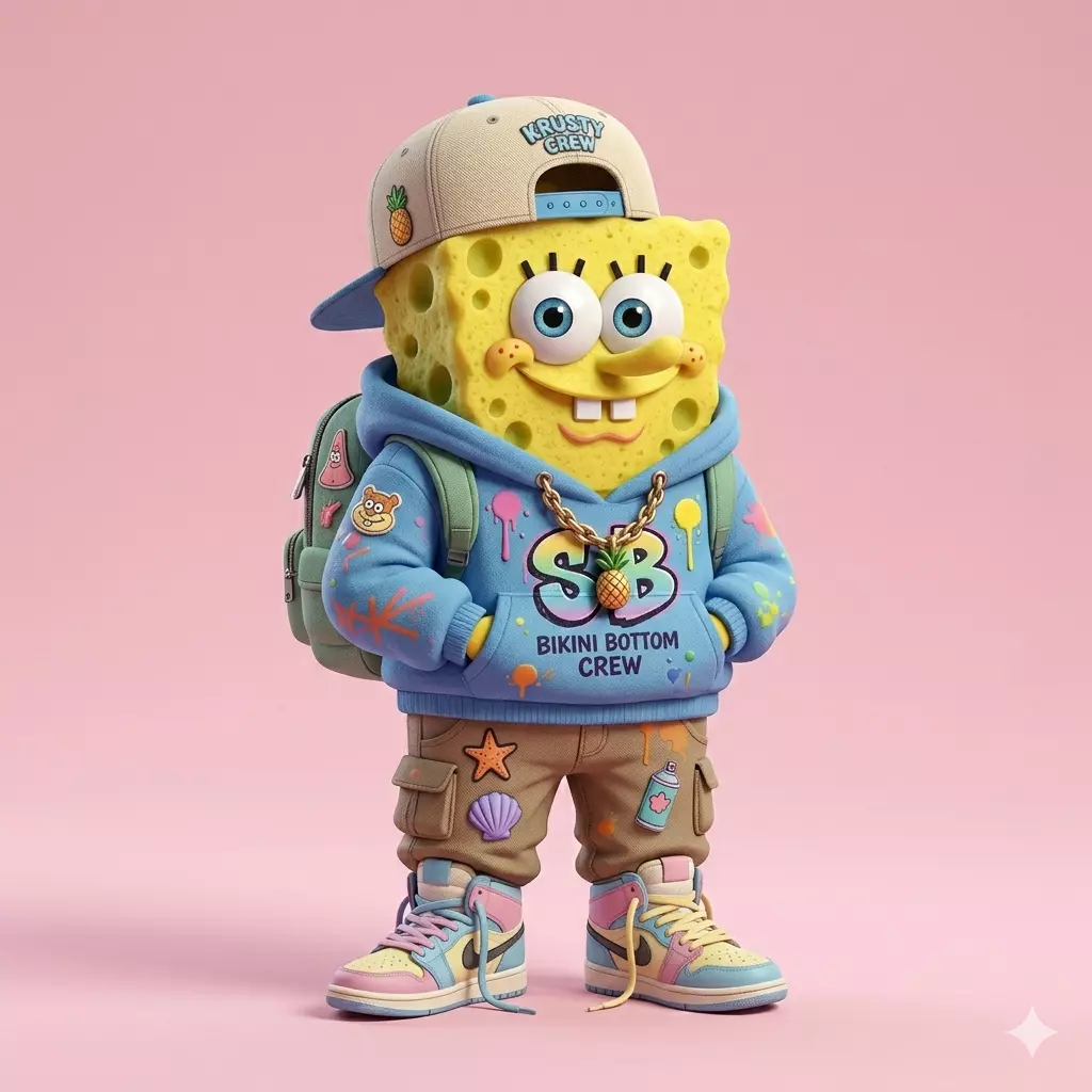 Urban SpongeBob Streetwear Figure STL File 3D print model